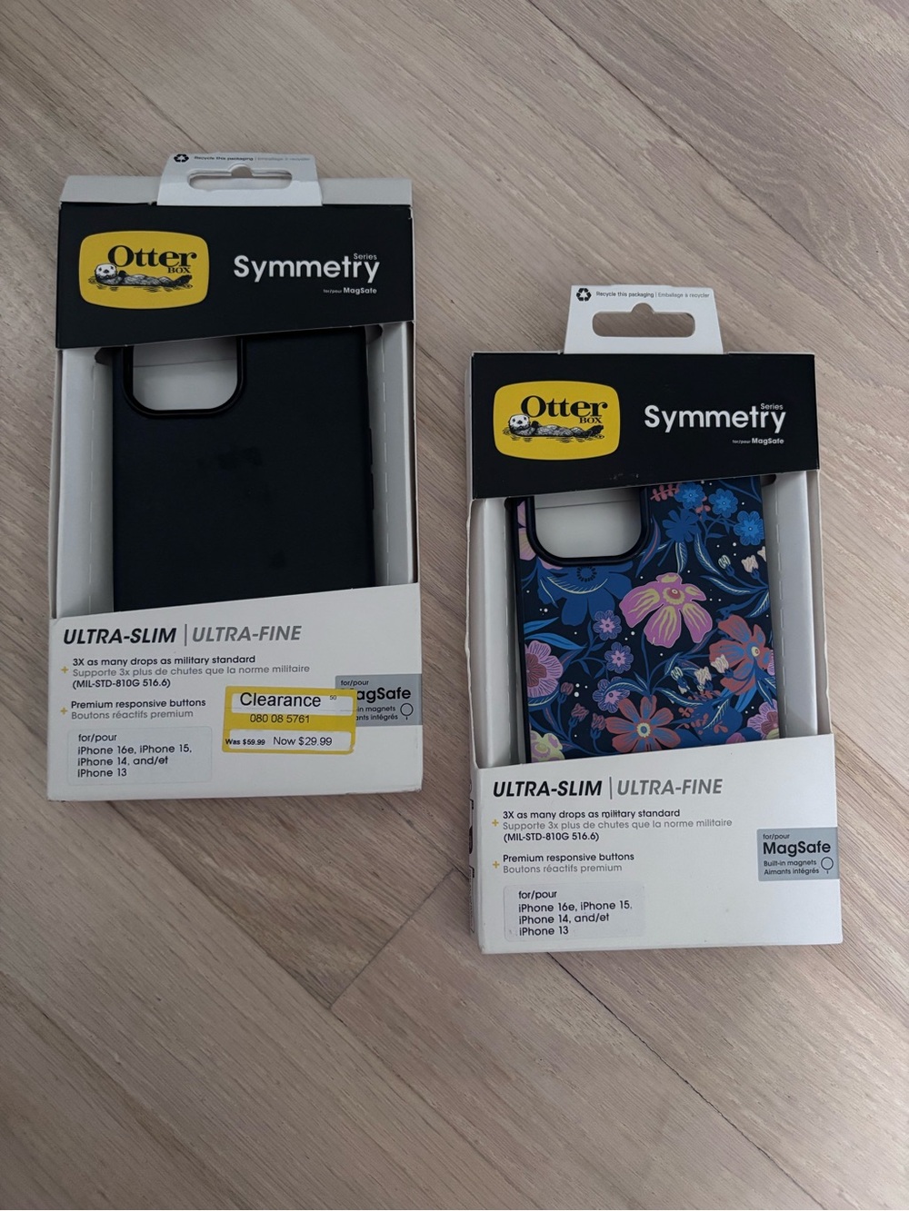 iPhone 13 14 15 16 OtterBox Symmetry Ultra-Slim Cases Bundle - Black & Floral